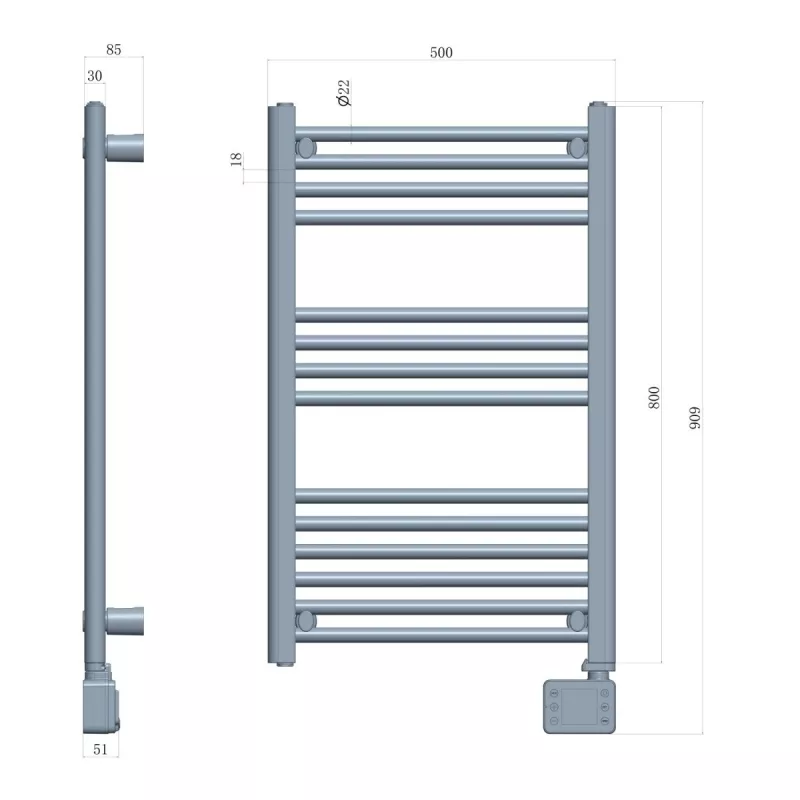 Radiador eléctrico de baño Adler AD 7824 600 W, blanco, IP24, montaje en pared, 500×900 mm