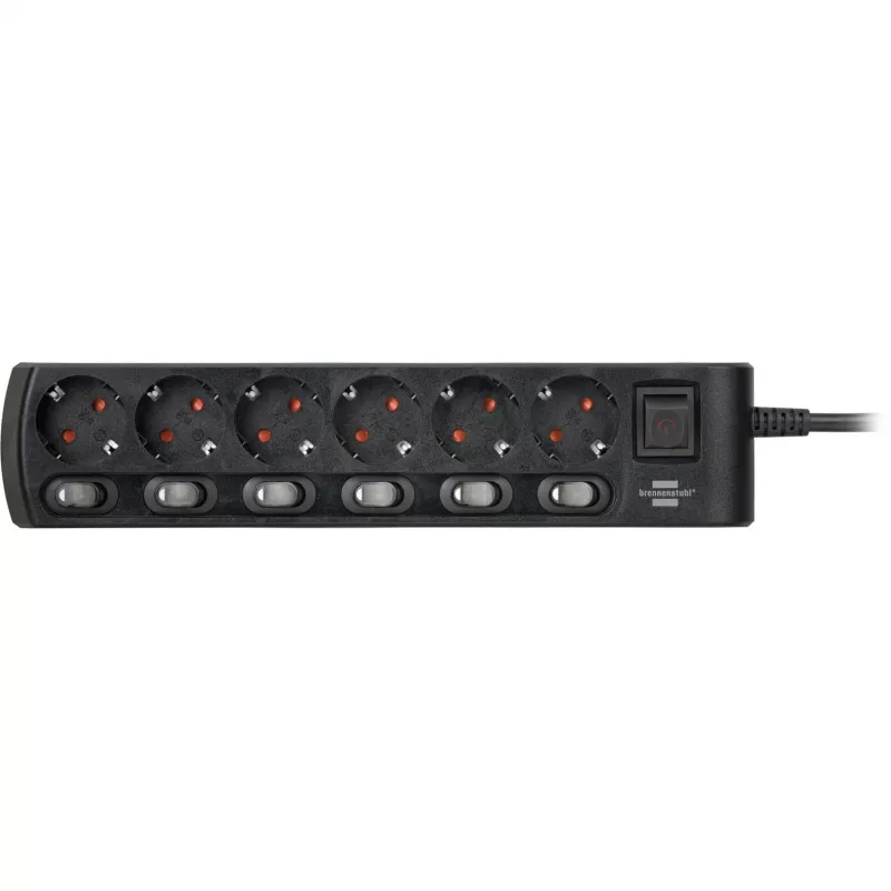 Regleta Brennenstuhl con interruptor individual 6 tomas – 6 dispositivos conmutables individualmente, cable de 2 m, negro