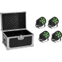 Set de iluminación LED PAR EUROLITE Silent 6 QCL Floor – 4× proyectores con flightcase