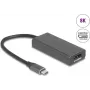 DELOCK 64316 adaptador de cable de vídeo USB Type-C a HDMI + DisplayPort, 0,15 m, aluminio, gris