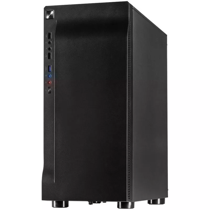 Caja INTER-TECH A-3411 Creek torre gaming, ATX, 1xUSB3.0, 2xUSB2.0, fuente de alimentación opcional, panel lateral con ventana, iluminación LED frontal, LED RGB integrado, negro