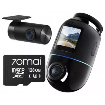 Dashcam 70mai Omni X800 4K con tarjeta SD 70mai 128GB — grabación frontal e interior 4K