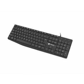 Teclado con cable de tamaño completo NATEC NAUTILUS NKL-1950 — USB, QWERTY US International, 105 teclas, negro