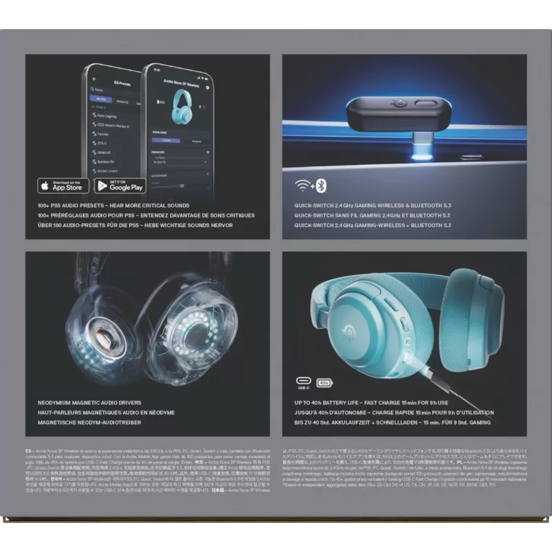 Steelseries Arctis Nova 3P Inalámbrico PS Aqua