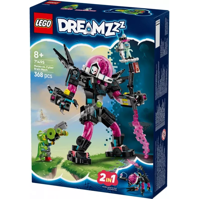 Juguete de construcción LEGO 71495 Mateo vs. Cyberbrain Mech – set de juego con minifiguras y mech para construir
