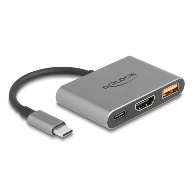 Adaptador de cable de vídeo DeLOCK 61071 0,1 m USB Type-C USB Type-C USB Type-A HDMI gris