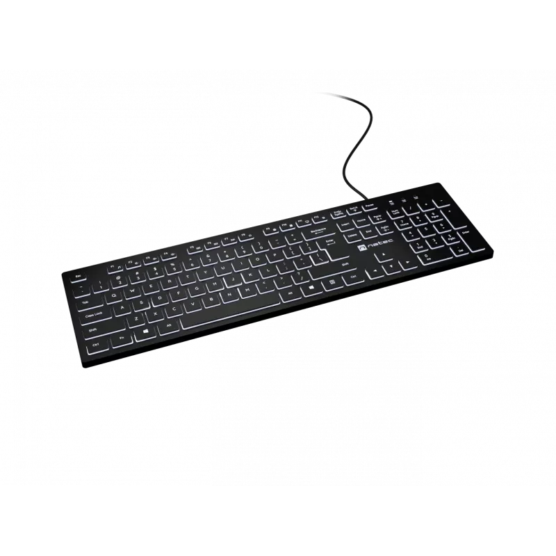 Teclado con cable NATEC HERRING GLOW distribución US con retroiluminación blanca