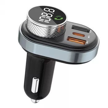 Manos libres Awei C-843 Bluetooth 5.0 con transmisor FM, conexiones USB y USB-C