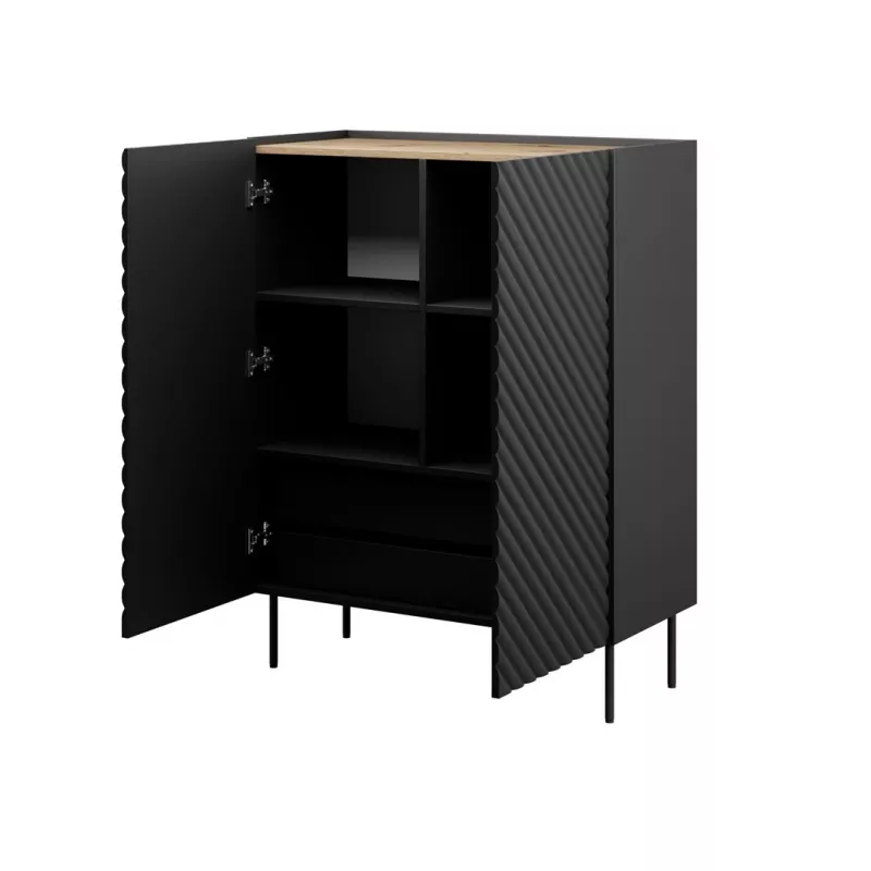 Estantería Cama Meble ONDA 2D2SZ librería 98×45×127 cm negro