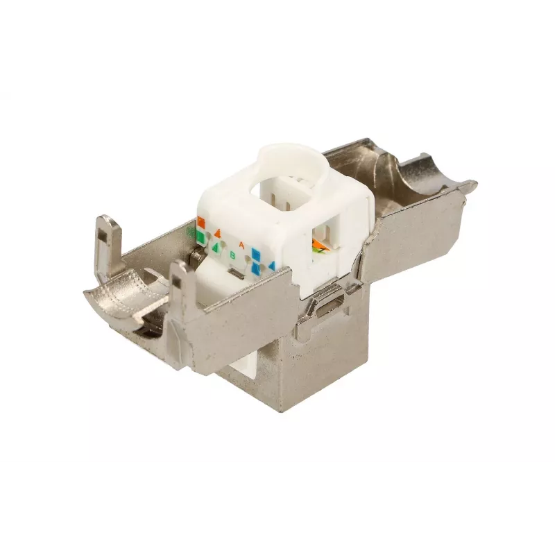 Keystone Extralink CAT6A STP RJ45 inserto keystone metálico en ángulo, puerto único