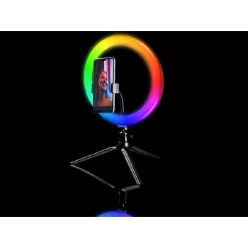 Lámpara anular RGB 26 cm con trípode