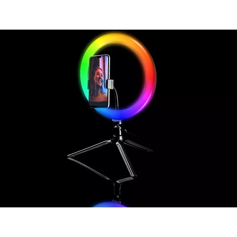 Lámpara anular RGB 26 cm con trípode