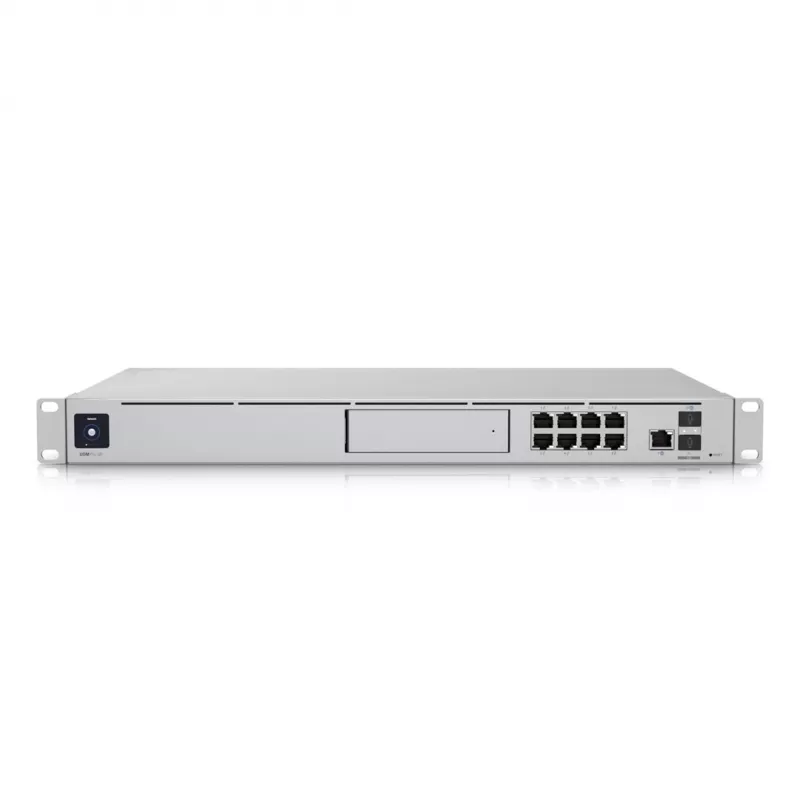 Puerta de enlace Ubiquiti UDM-SE UniFi Dream Machine Special Edition, rack 1U, 8x RJ-45 PoE, WAN 2,5GbE + 10G SFP+, CPU de 1,7 GHz, 4 GB DDR4, SSD de 128 GB, bahía para HDD de 3,5", pantalla táctil de 1,3"
