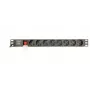 Unidad de distribución de corriente GEMBIRD EG-PDU-014 — 8× tomas Type-F, 16 A, cable de 3 m, rack 1U, 3680 W, negro
