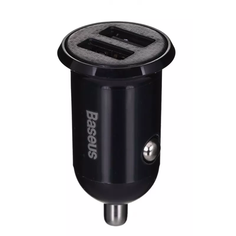 Cargador de coche Baseus Gain Pro universal negro – 2× USB 2.0, 2,4 A por puerto, entrada 12–24 V, salida 5 V