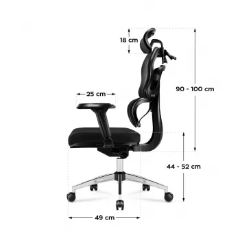 Silla de oficina giratoria mark adler Expert 4.9 modelo 5701-65776 — malla, reposacabezas regulable, soporte lumbar, altura de asiento 44–52 cm, carga máx. 150 kg