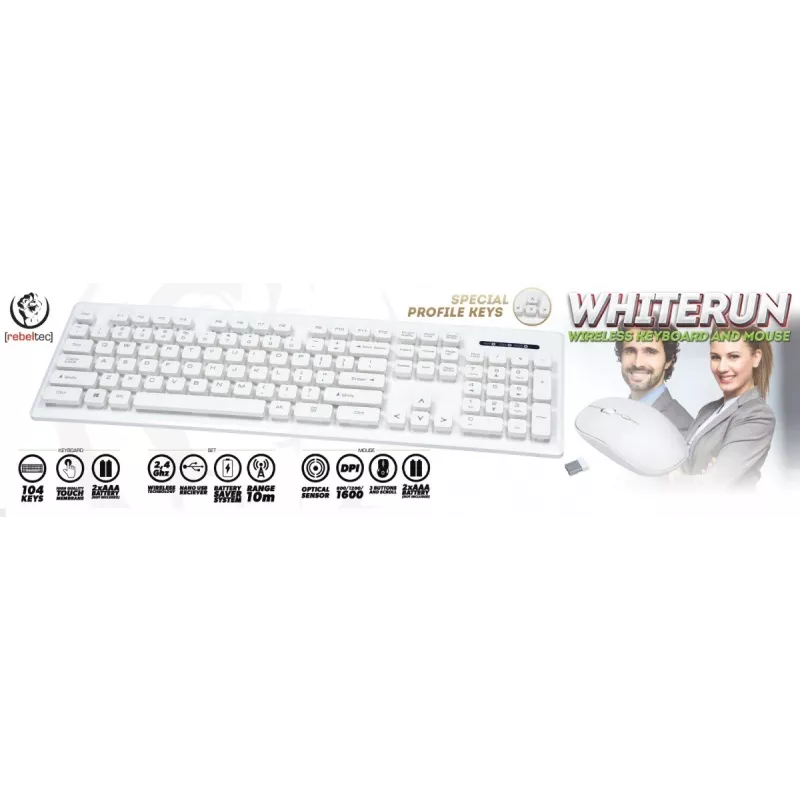 Rebeltec conjunto inalámbrico de teclado y ratón Biae Whiterun
