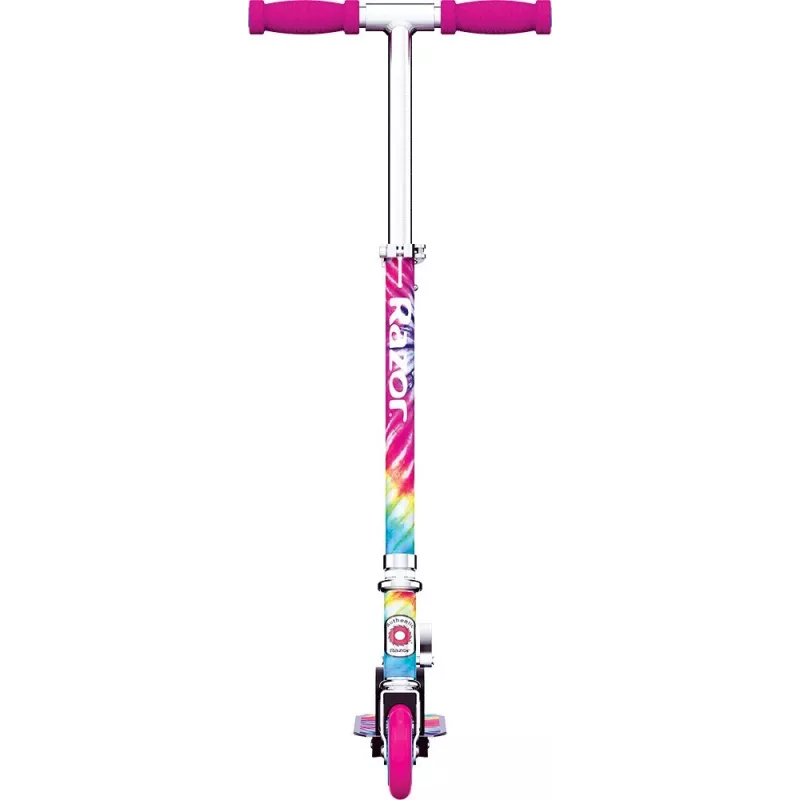 Patinete infantil Razor A Tie-Dye — patinete plegable de aluminio de 2 ruedas, manillar ajustable, ABEC-5, carga máx. 65 kg