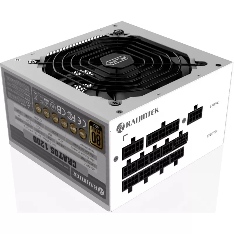 CRATOS 1200 blanco, fuente de alimentación para PC blanca, gestión de cables, 1200 vatios