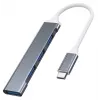 Hub USB VAKOSS TC-4125X — 1× USB 3.0 Type-A, 3× USB 2.0 Type-A, host: USB Type-C, plata