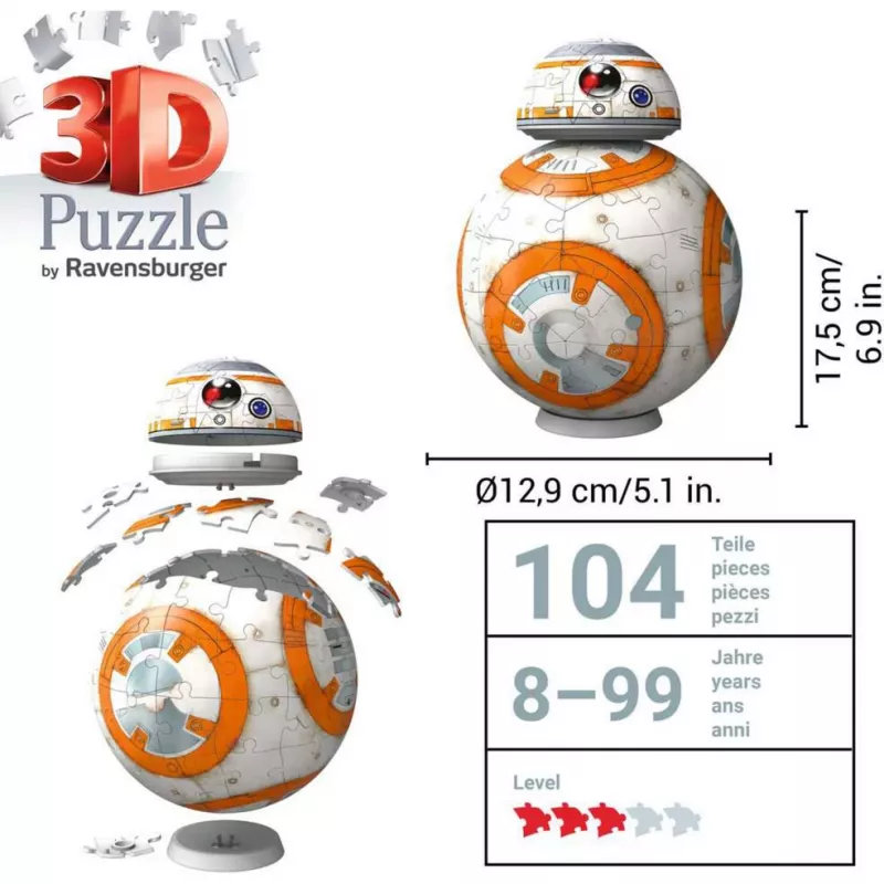 Ravensburger 11578 Puzzleball 3D Star Wars BB-8, 99 piezas