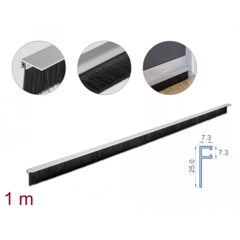 Guía de cepillo DeLOCK 66652 40 mm con perfil de aluminio en ángulo