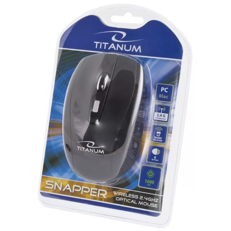 Ratón TITANUM TM105K SNAPPER RF Wireless Optical 1600 DPI Right-hand