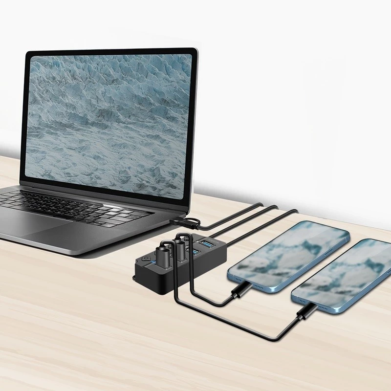 HUB USB 3.2 Gen1, 4x USB-A interruptor encendido/apagado