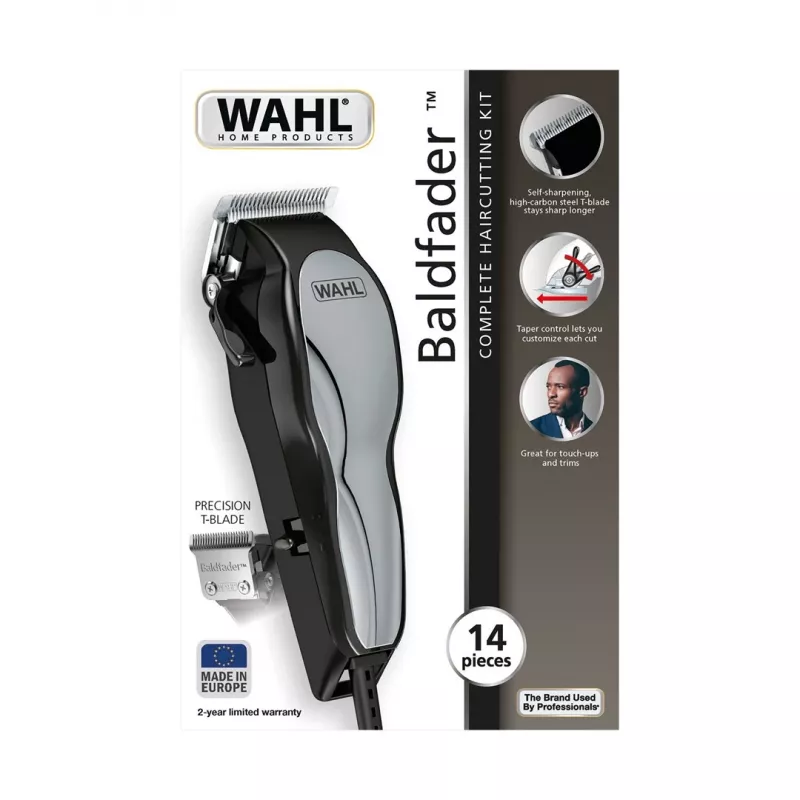 Cortapelos Wahl 20107.0460 Baldfader — recortador AC con cable, 6 niveles de longitud, 1–13 mm, ancho de cuchilla 45 mm, Negro/Cromo