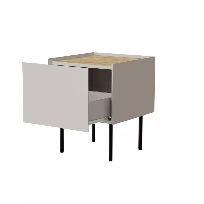 Mesita de noche Cama, 2 uds., FELLINI, 40x41x60, cashmere + tablero de roble aceitado