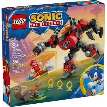 Set de juguete de construcción LEGO Sonic the Hedgehog 77005 Knuckles vs Dr Eggman Egg Crusher Mech, 350 piezas, edad 8+