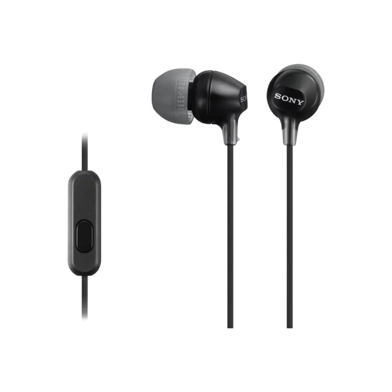 Sony MDR-EX15AP, con cable, 8 - 22000 Hz, Llamadas/Música, 3 g, Auricular, negro