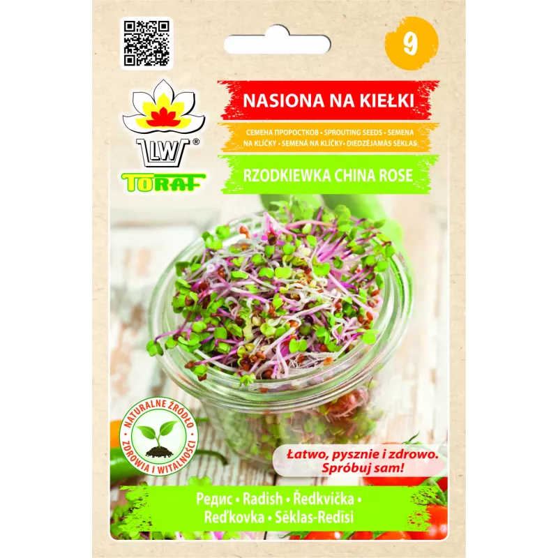 Semillas de rábano China Rose para brotes, paquete de 20 g
