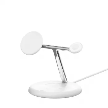 Belkin BoostCharge Pro 3 en 1 estación de carga inalámbrica con Qi2, blanco (WIZ023VFWH)
