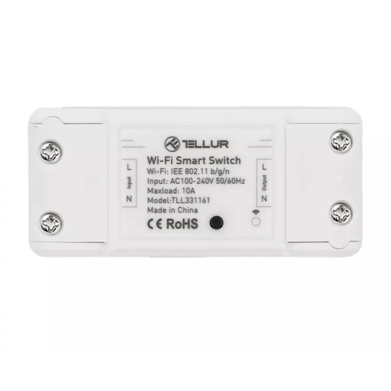 Interruptor WiFi en línea Tellur TLL331161 2200W — relé inteligente en línea para lámparas y dispositivos