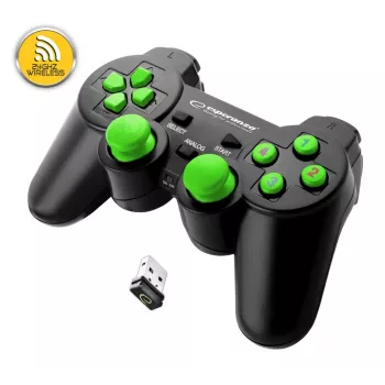 Mando con cable ESPERANZA EGG108G — USB 2.0, 12 botones, analógico/digital, D-Pad, para PC y PlayStation 3, negro/verde