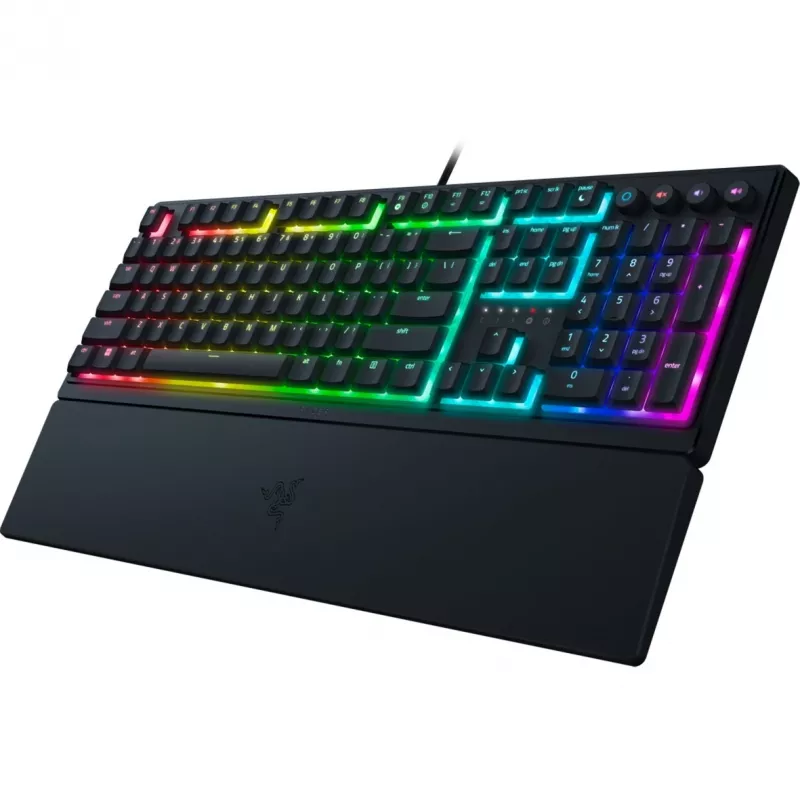 Razer Ornata V3, interruptores meca-membrana, 10 zonas de iluminación Razer Chroma RGB, Ultrapolling de 1000 Hz, teclas retroiluminadas, reposamuñecas soft-touch - distribución alemana
