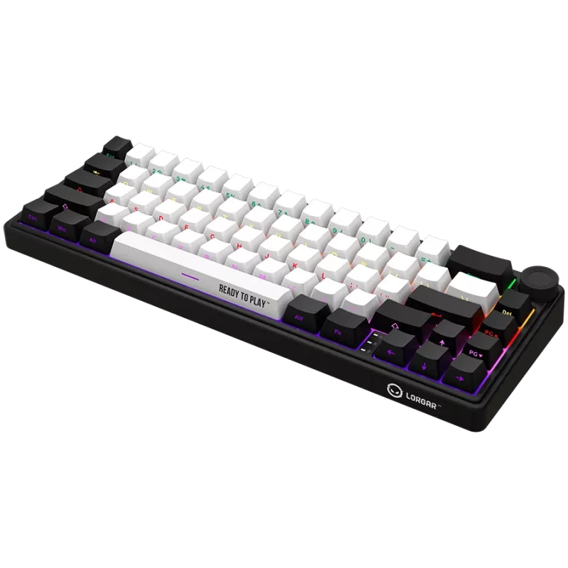 LORGAR KBP70MW, teclado gaming mecánico inalámbrico 65% Pro, negro/rojo, distribución EN