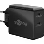 Cargador de interior Goobay 61757 carga rápida USB Type-C 2 puertos negro