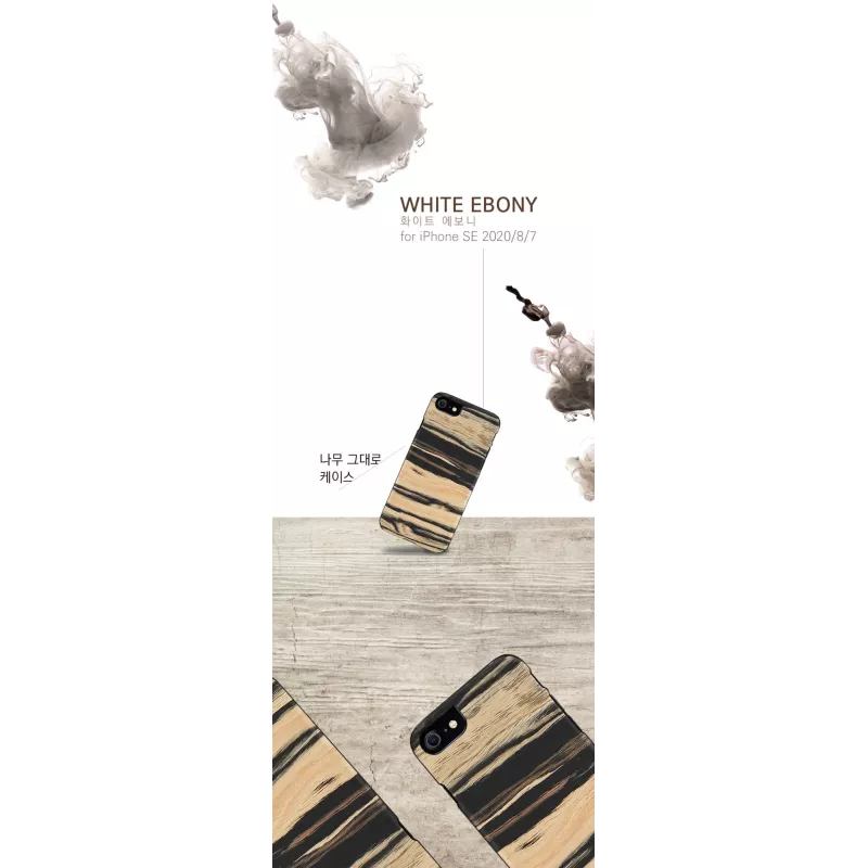 Funda para móvil Man and Wood para iPhone 7/8 – blanco con detalle de ébano negro
