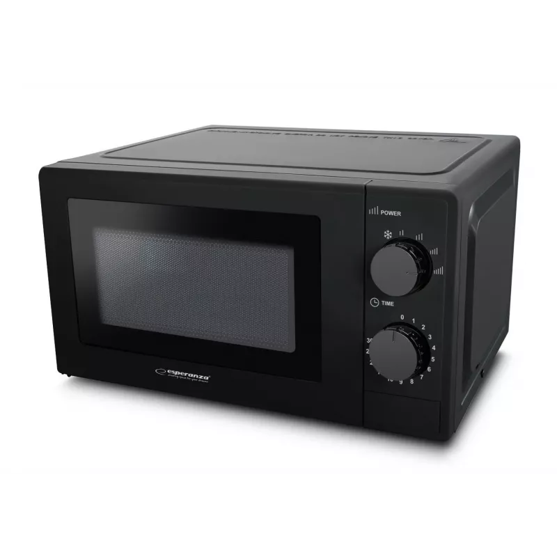 Esperanza ESTOFADO EKO011K microondas solo, de sobremesa, 20 l, 700 W, 5 niveles de potencia, plato giratorio de 24,5 cm, negro