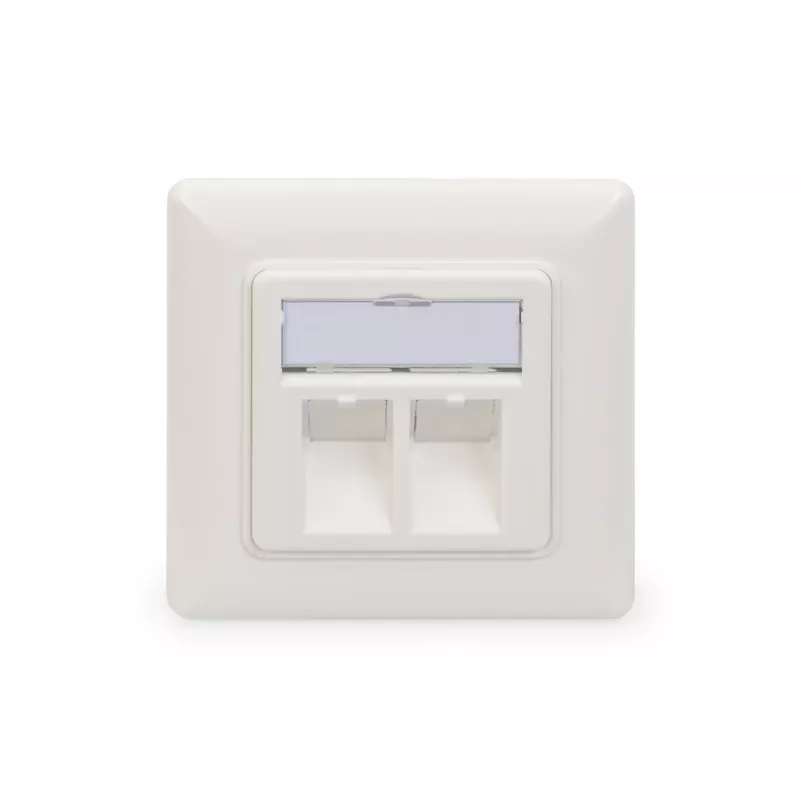 Digitus | Placa de pared para módulos Keystone, tipo alemán, placa central 50x50 mm, marco 80x80 mm | DN-93801-1