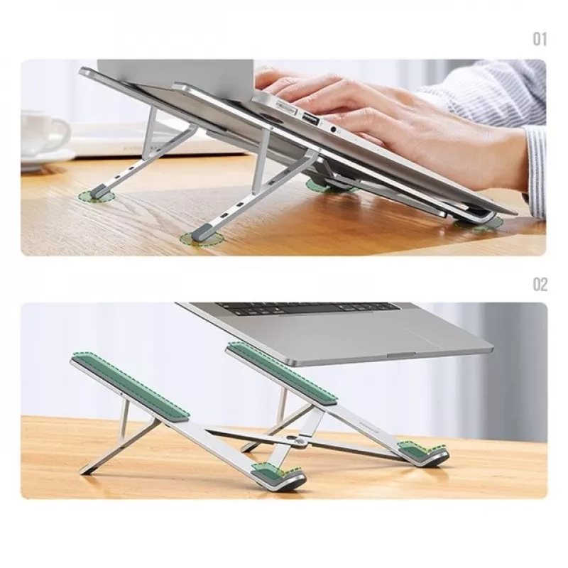 Soporte para portátil UGREEN LP451 ajustable aleación de aluminio para portátiles de 8–17 pulgadas, 5 posiciones, plateado