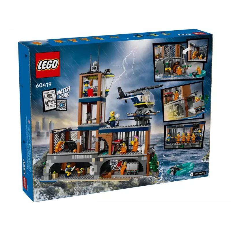 LEGO City Set de construcción Comisaría de policía Isla Prisión 60419 — 980 piezas, 7 minifiguras, 370×400×160 mm