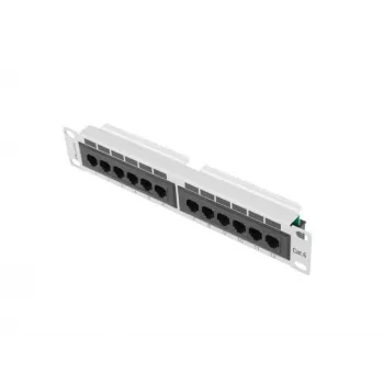 Patch panel LANBERG PPU6-9012-S, 12 puertos Cat6, metal, gris