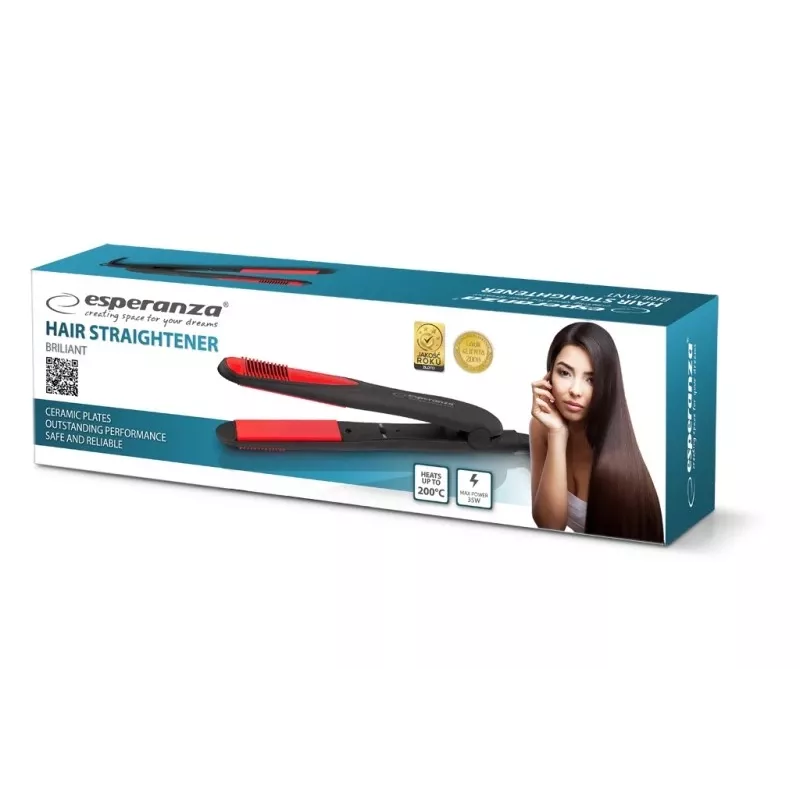 Esperanza EBP004 Brilliant plancha de pelo, 35 W, negro/rojo