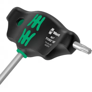 454/7 HF Set 1 Destornilladores de mango en T + soporte, 7 piezas (negro/verde, con función de retención)