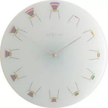 Reloj NeXtime 8809 Chair, Ø30 cm, pared, blanco/multicolor
