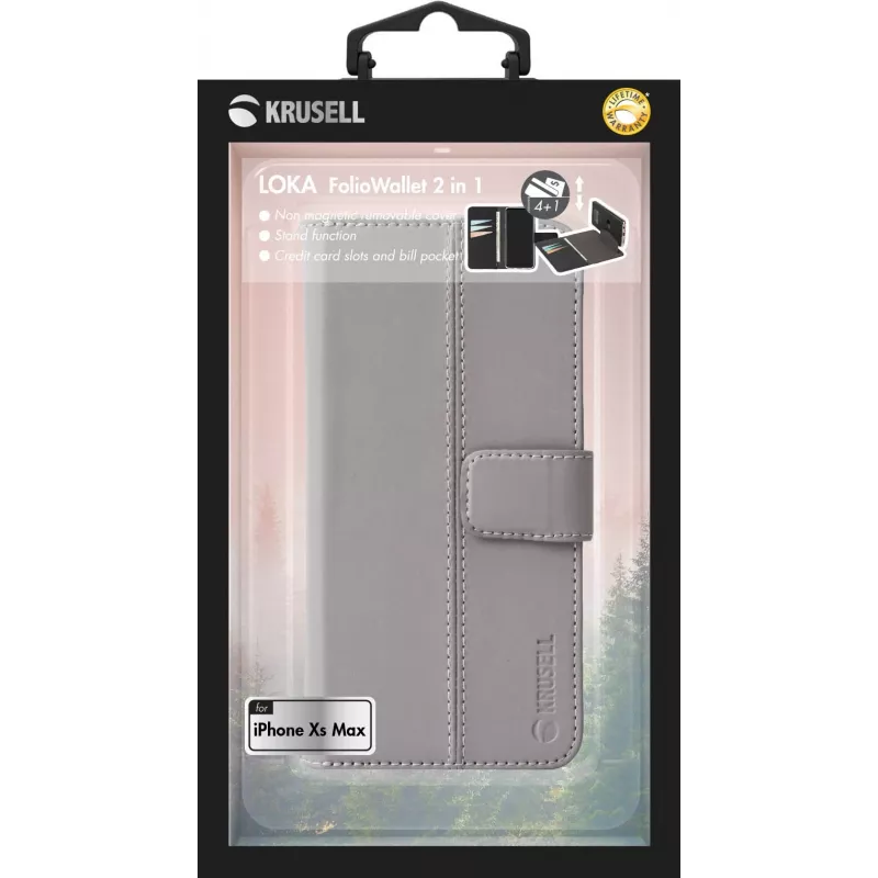 Funda tipo folio Krusell Loka iPhone XS Max 16,5 cm gris