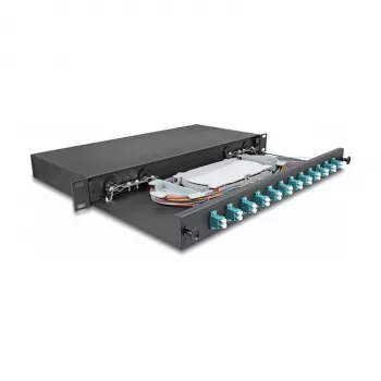 Caja de empalme de fibra óptica DeLOCK 67004 negra metal 482x220x44mm